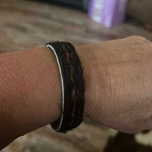 Cowhide and leather snap bracelet